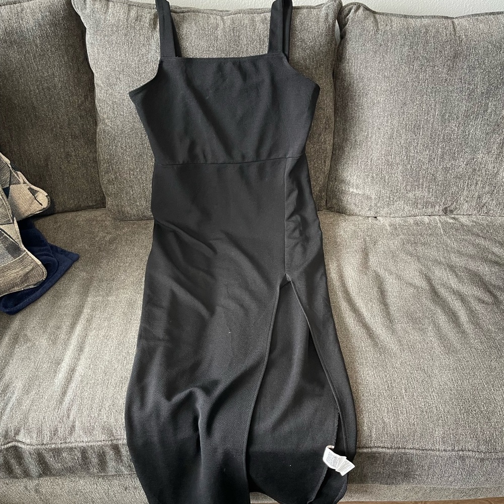 Black maxi dress with slit
